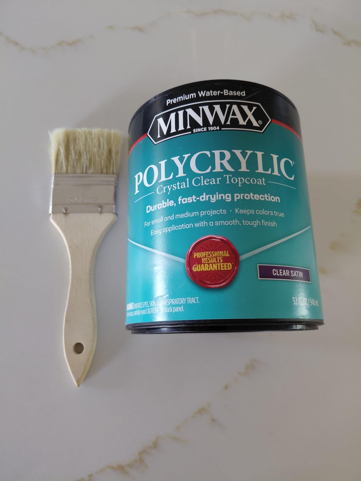Minwax 63333 Clear Polycrylic Water-Based Protective Finish Satin, Quart, 1 Quarts (Pack of 1) customer photo 1