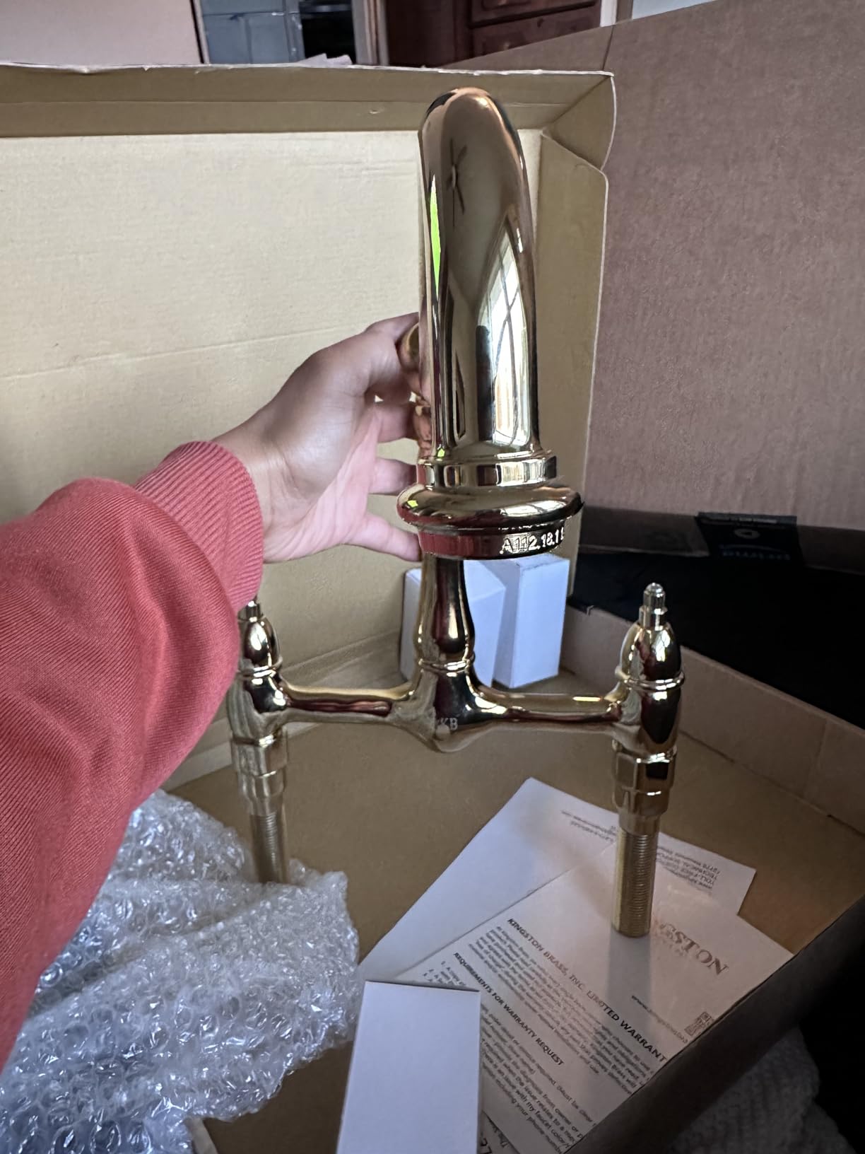Kingston Brass KS1172AL Heritage Bridge Kitchen Faucet, Polished Brass customer photo 2