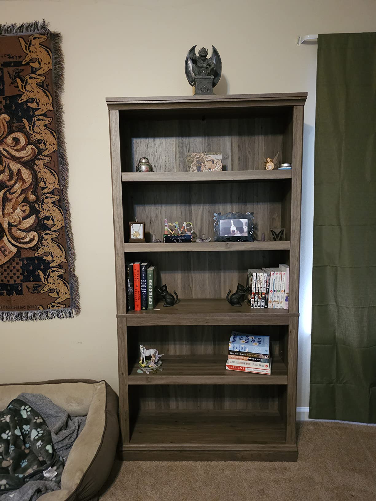 Sauder 5-Shelf Split Bookcase/Book shelf, Oiled Oak finish customer photo 1