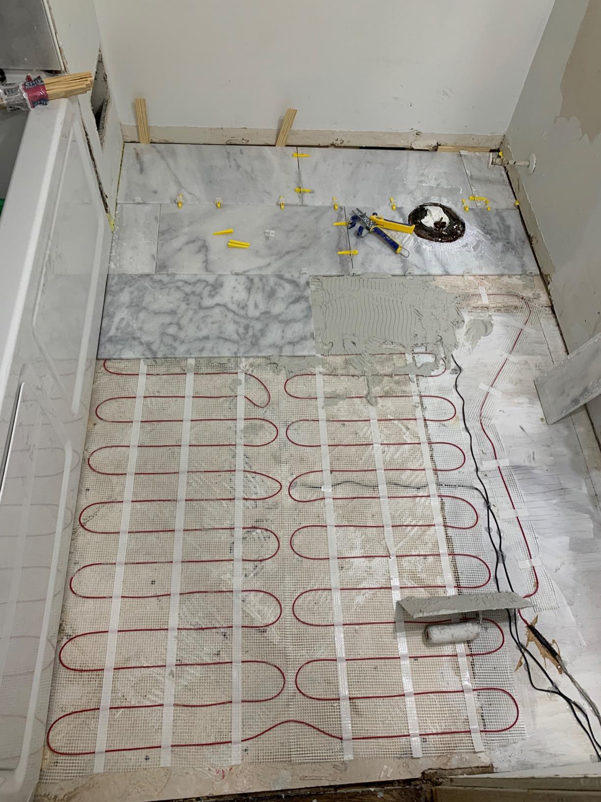 30 Sqft Electric Radiant Floor Heating Mat - 120V Heated Tile Floor System with Programmable Thermostat (TH115), Floor Sensor, Installation Monitor & 25 Year Warranty, USA Made customer photo 2