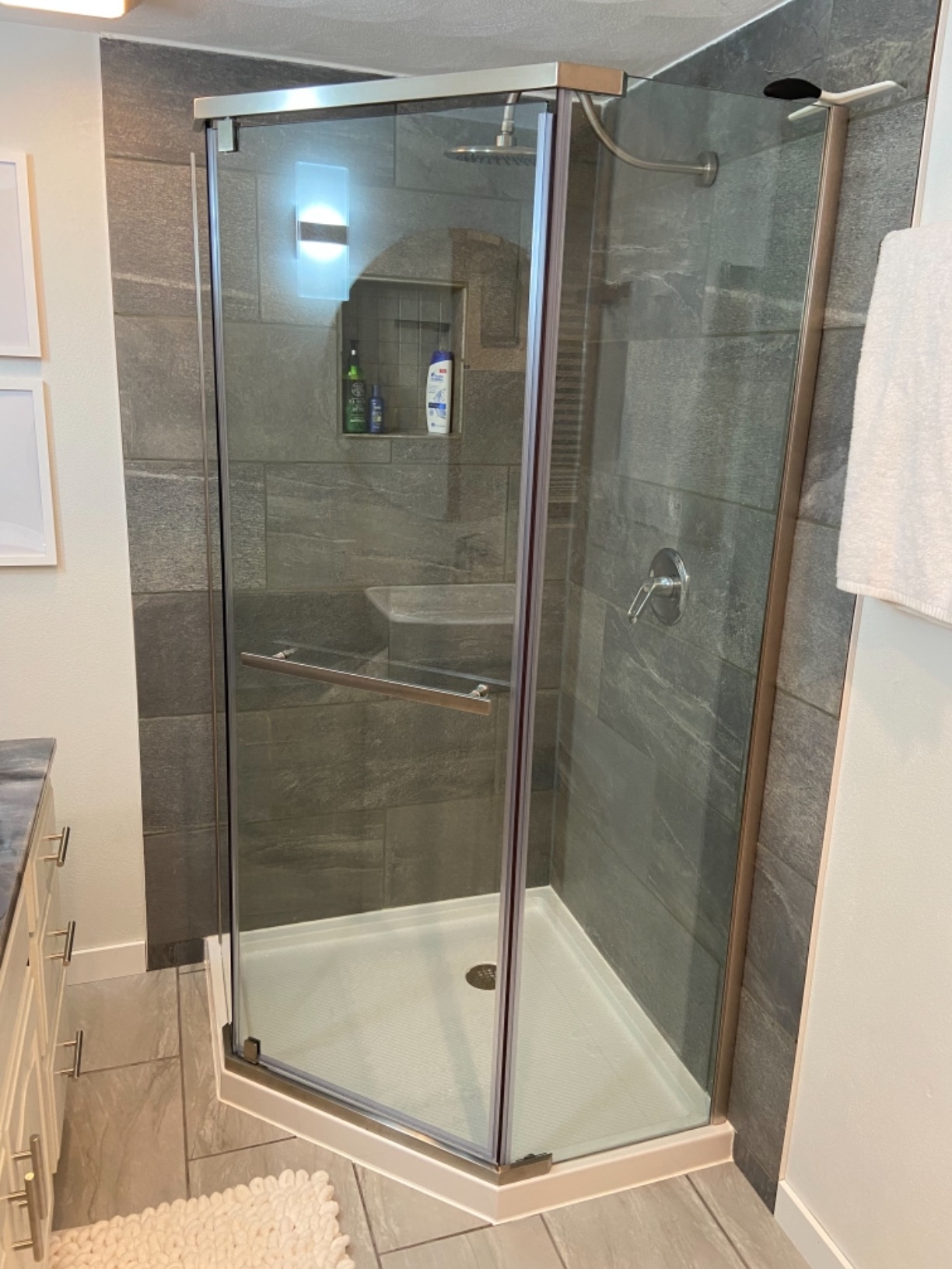 DreamLine Prism 36 1/8 in. x 72 in. Frameless Neo-Angle Pivot Shower Enclosure in Chrome, SHEN-2136360-01 customer photo 1