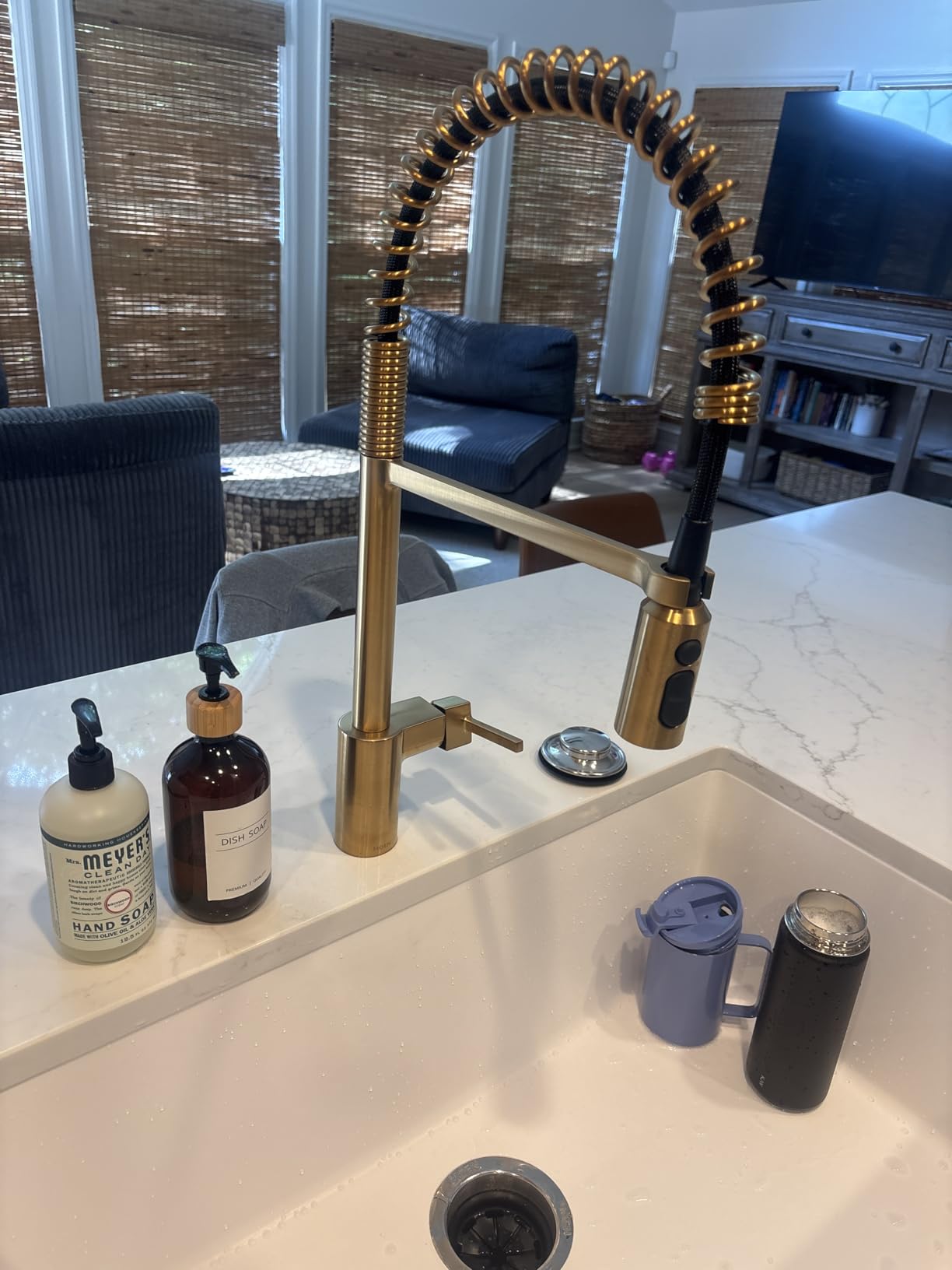 Moen Align Spot Resist Stainless Pulldown Kitchen Faucet, Single Hole, Modern Spring Style with Pre-Rinse and Power Boost Pull Down Sprayer, Easy Installation, 5923SRS customer photo 1
