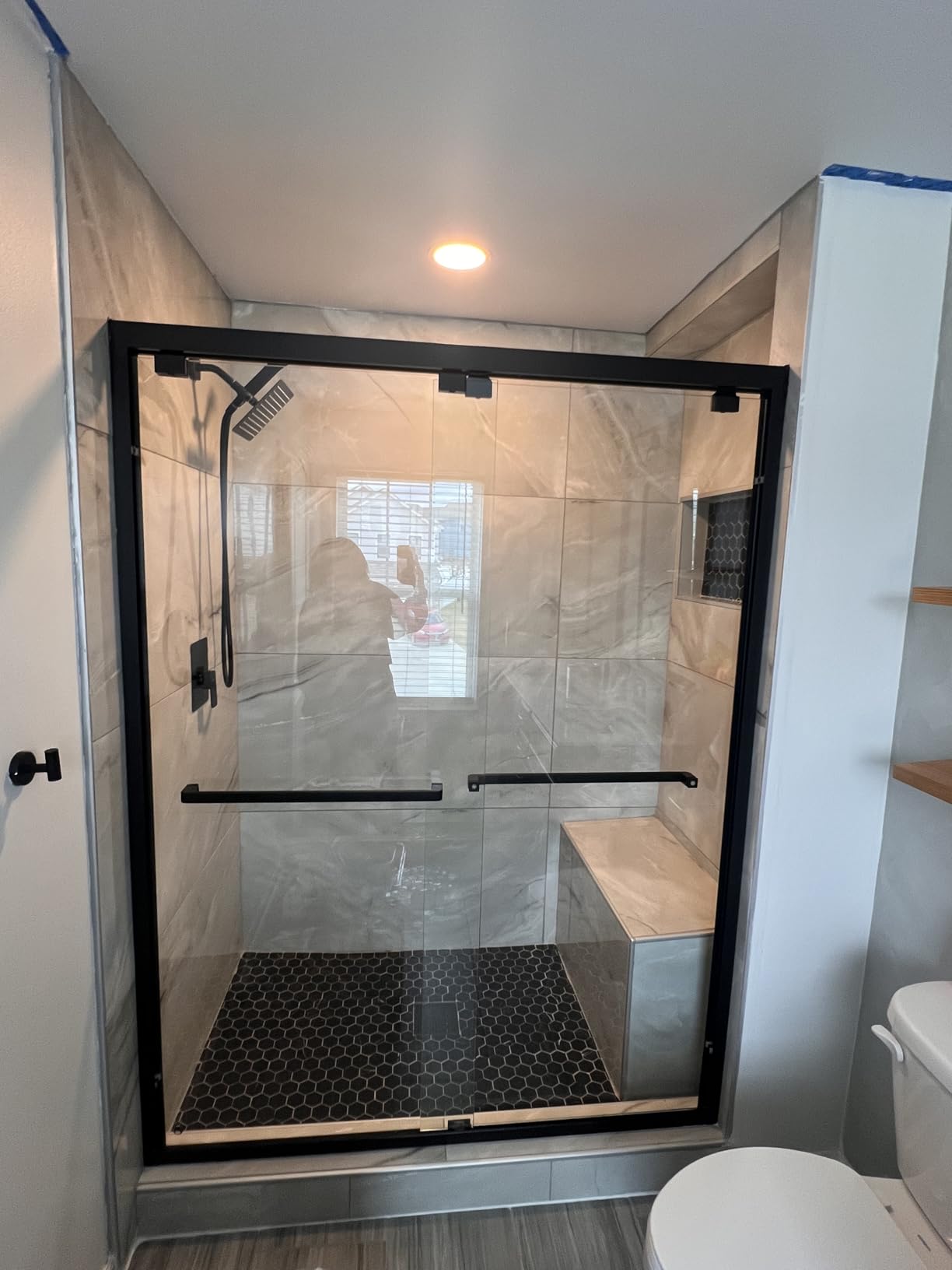 DreamLine Encore 56-60 in. W x 76 in. H Semi-Frameless Bypass Shower Door in Brushed Nickel, SHDR-1660760-04 customer photo 2