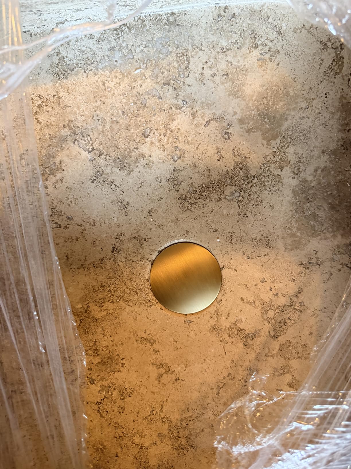Oval Travertine Vessel Sink - Natural Stone Wash Basin, Hand-Carved Bathroom Sink with Chiseled Exterior & Polished Interior, Above Counter Vanity Basin (Includes Matching Soap Tray) customer photo 1