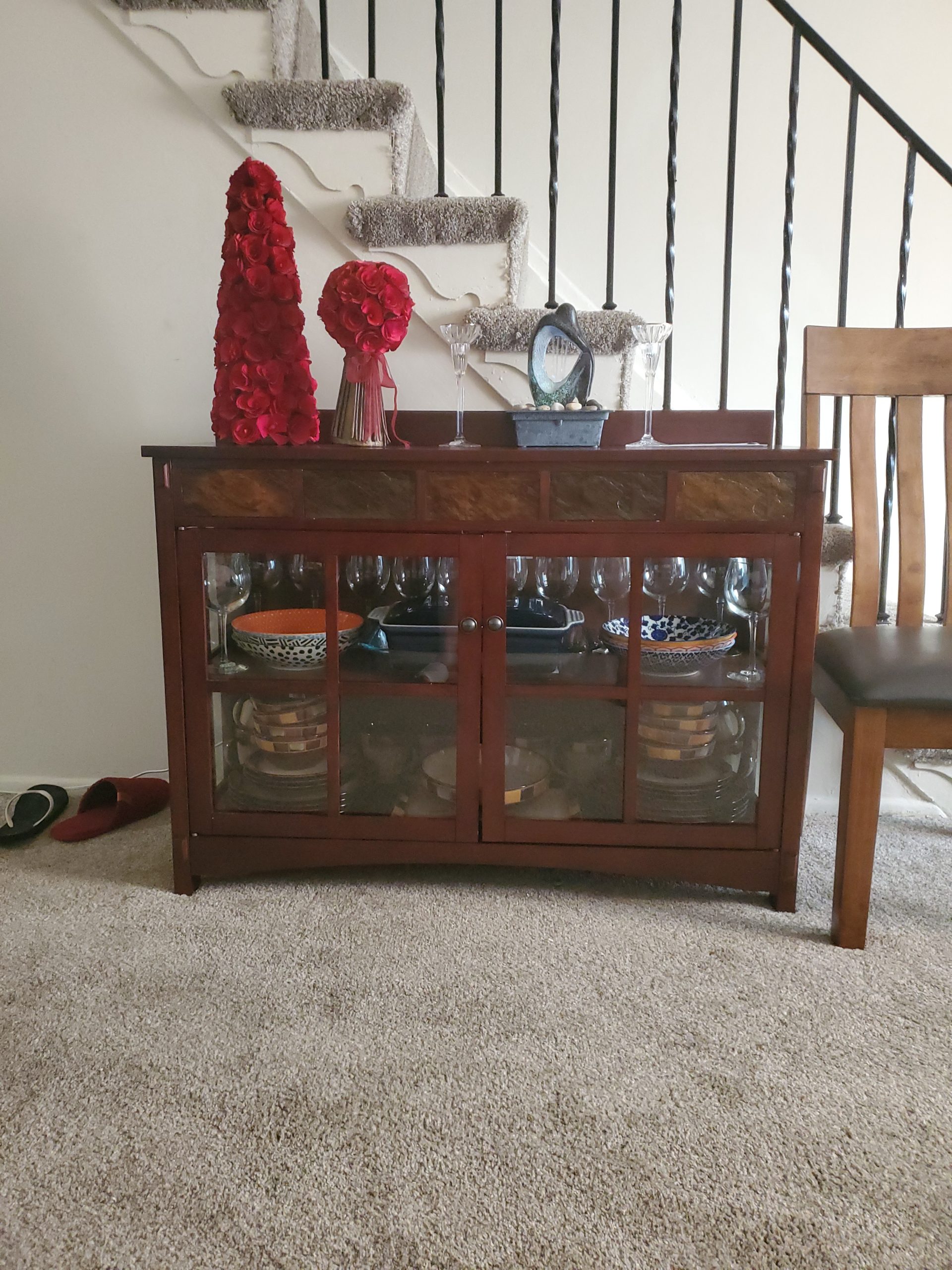 SEI Furniture - Camino Mission Faux Slate Sideboard And Display Curio, Brown Finish customer photo 2