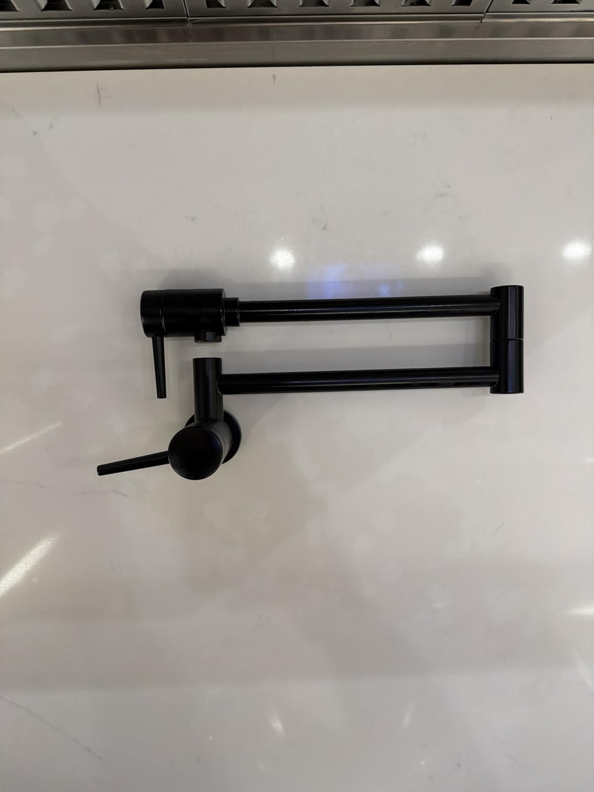 Delta Brushed Gold Modern Pot Filler Kitchen Faucet, Wall Mount Kitchen Faucet, Champagne Bronze 1165LF-CZ customer photo 1