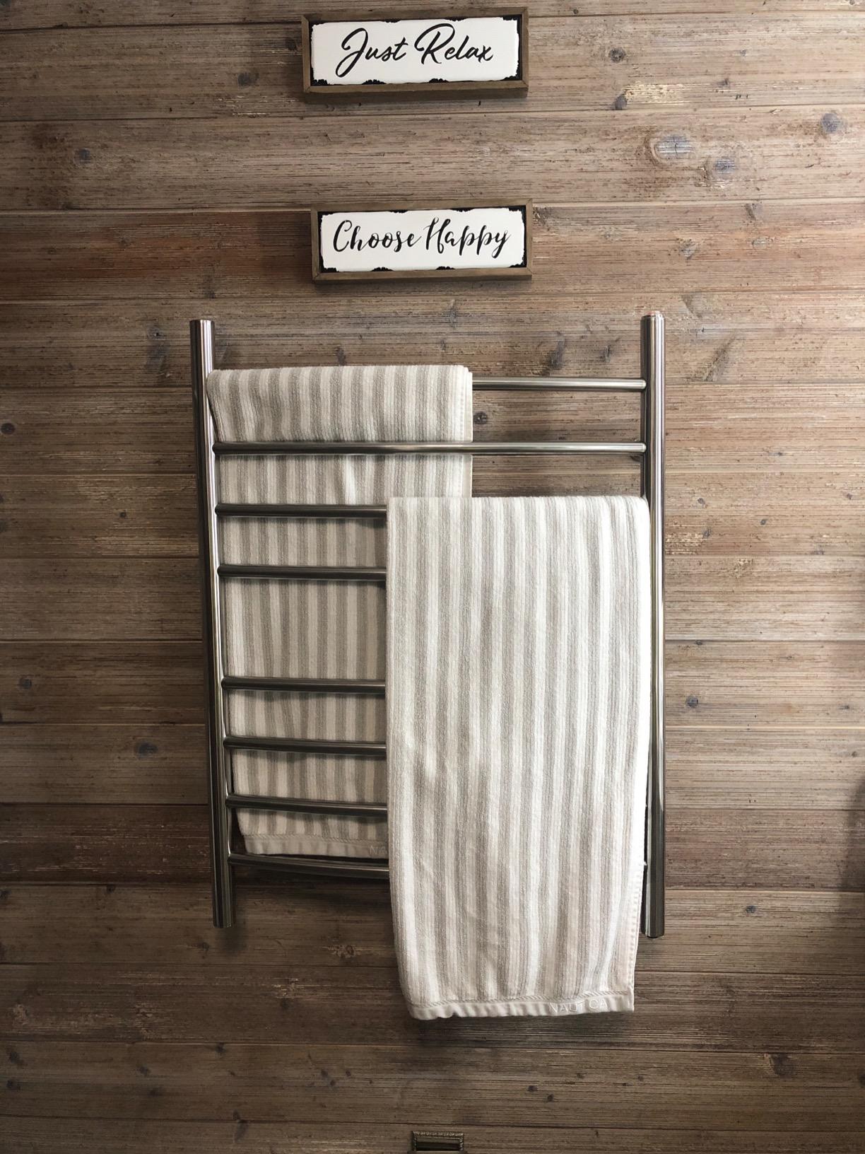 HEATGENE Towel Warmer 8 Bar Plug-in Curved Bath Towel Heater Towel Warmer for Bathroom Plug-in Drying Rack Brushed customer photo 2