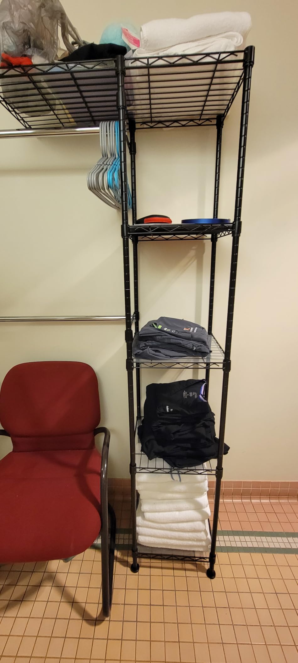 Amazon Basics Expandable Metal Hanging Closet Organizer and Storage Rack Wardrobe with Shelves, 57-80
