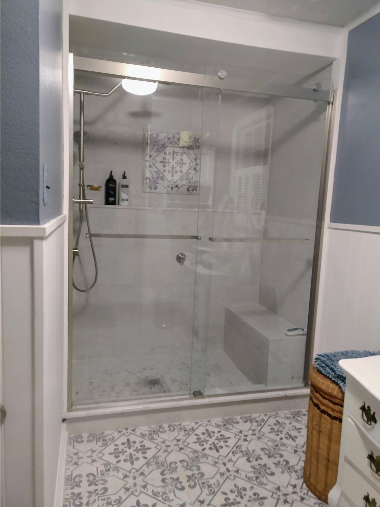 DreamLine Sapphire 56-60 in. W x 76 in. H Semi-Frameless Bypass Shower Door in Brushed Nickel, SHDR-6360762-04 customer photo 1