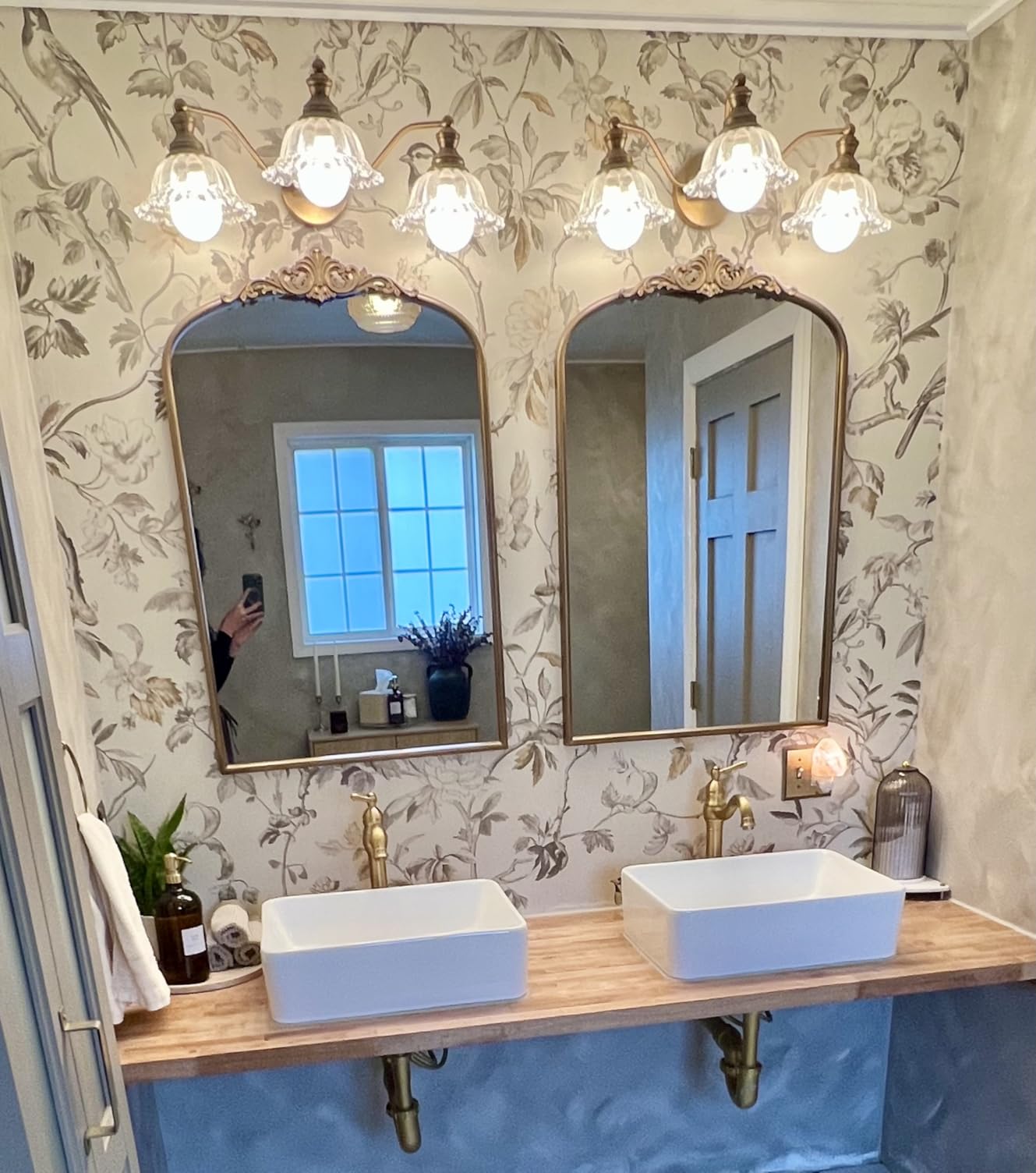 360° Swivel Antique Brass Bathroom Vessel Sink Faucet Single Handle One Hole Matching with Pop Up Drain customer photo 2