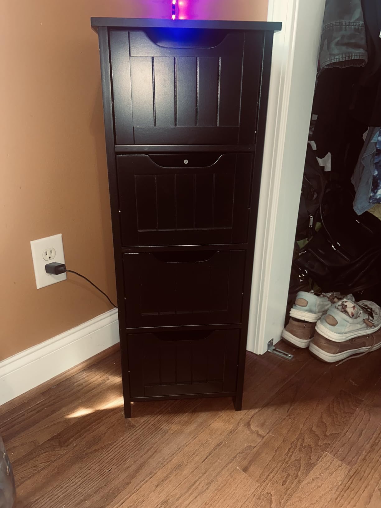 Yaheetech Bathroom Floor Cabinet, Wooden Side Storage Organizer, 4 Drawers Free-Standing Cabinet for Bathroom/Hallway/Living Room, White customer photo 2