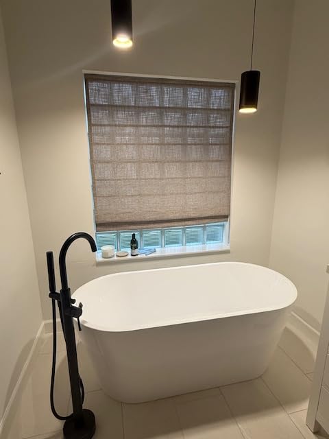 Freestanding Tub Filler Bathtub Faucet Brushed Nickel Floor Mount Single Handle Brass Faucets with Hand Shower customer photo 1