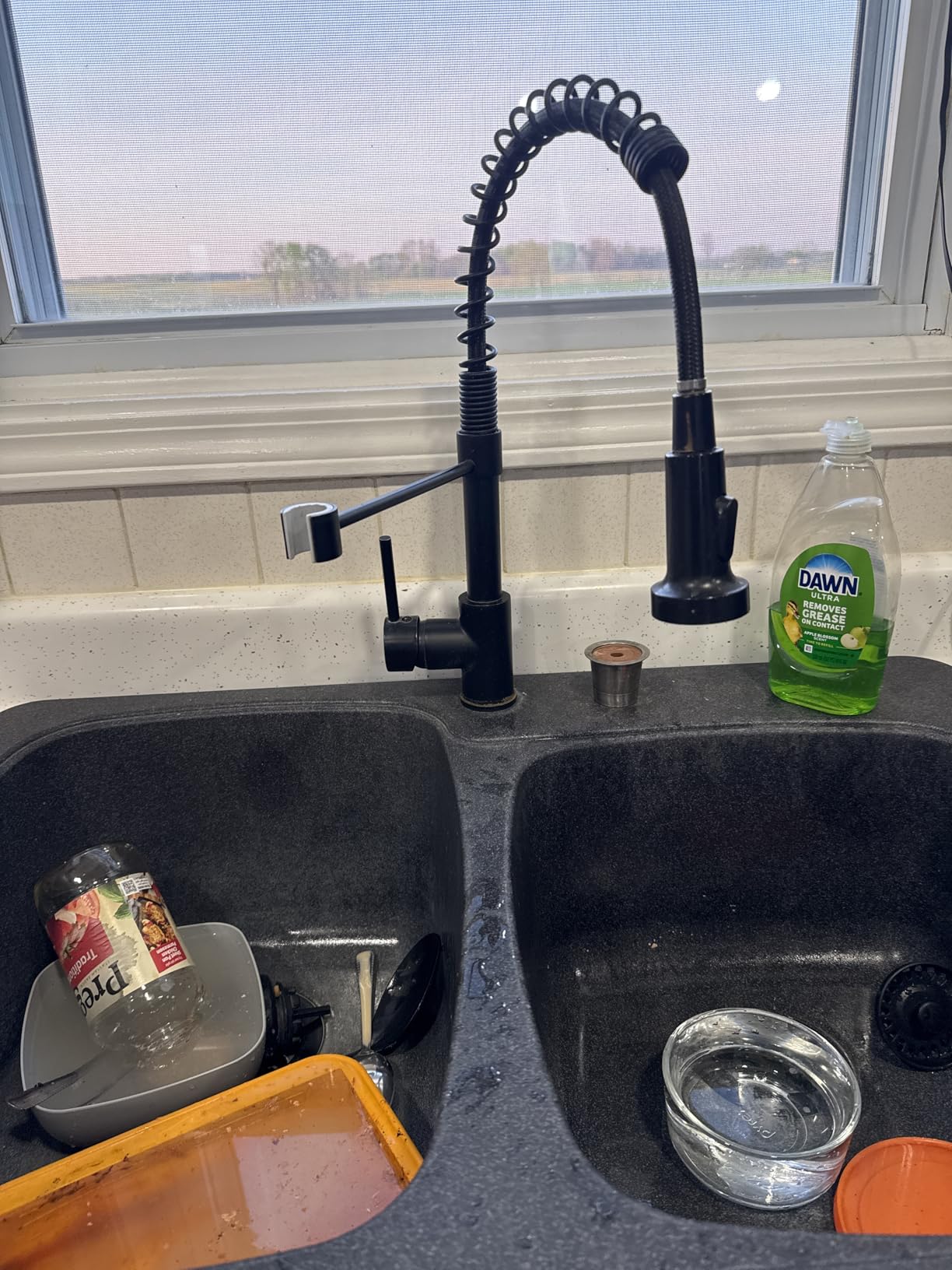 Matte Black Kitchen Faucet with Pull Down Sprayer - Commercial Single Handle Spring Kitchen Sink Faucets, Modern High Arc Laundry Utility Faucet, 1 or 3 Hole Deck Plate Included 9009R customer photo 1