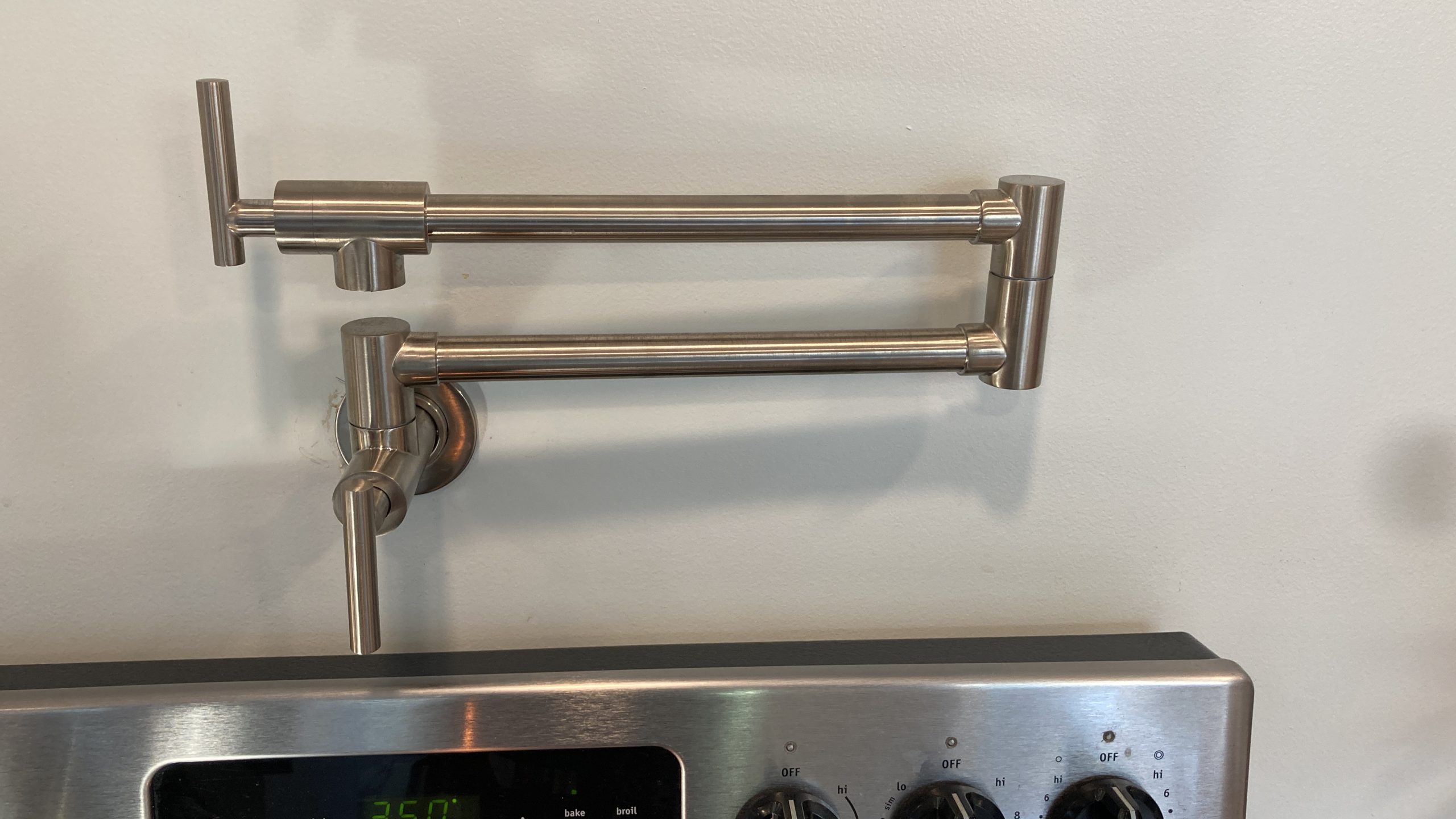 Deck Mount Pot Filler Faucet Brushed Nickel Finish with Extension Shank and 20