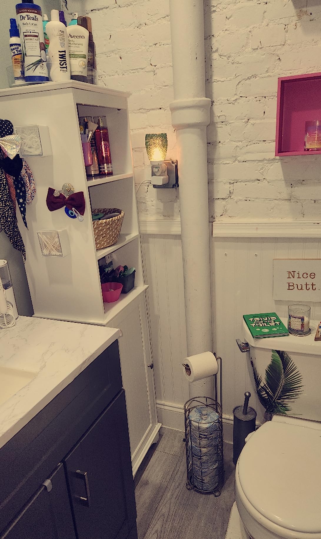 Spirich Tall Narrow Bathroom Storage Cabinet, Slim Linen Tower Cabinet with 3 Open Shelves and Adjustable Interior Shelf, Space-saving, Freestanding, White customer photo 2