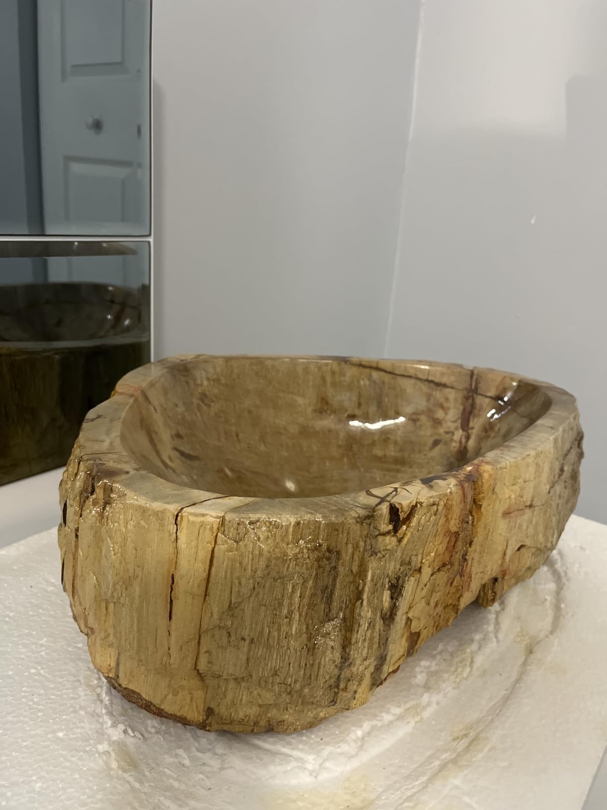 vidaXL Sink Bathroom Petrified Wood Sink Bowl Fossil Natural Stone Basin 17.7