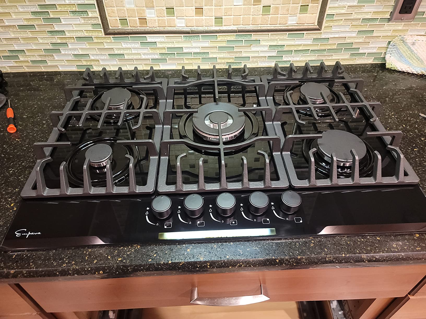 Empava 30 in. Gas Stove Cooktop 5 Italy Sabaf Sealed Burners NG/LPG Convertible in Black Tempered Glass, 30 Inch customer photo 2