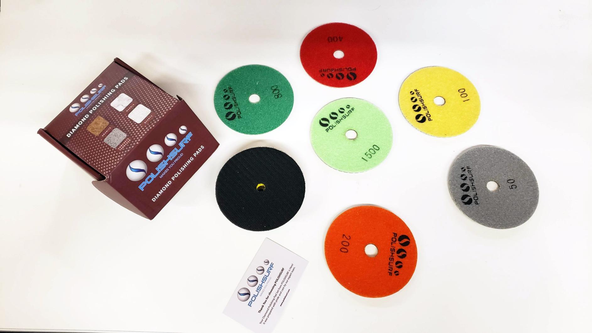 Diamond Polishing Pads 4 Inch Wet Dry Set 7 Pieces for Concrete Marble Quartz Stone Countertop Granite Polishing - by POLISHSURF customer photo 2
