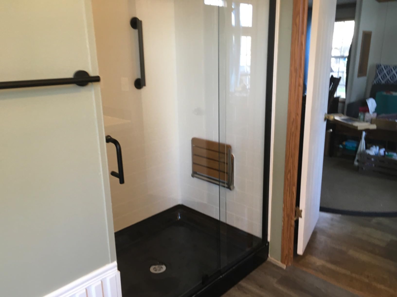 Swiss Madison Well Made Forever SM-SB528 Voltaire 48 x 36 Acrylic Black, Single-Threshold, Center Drain, Shower Base, 48