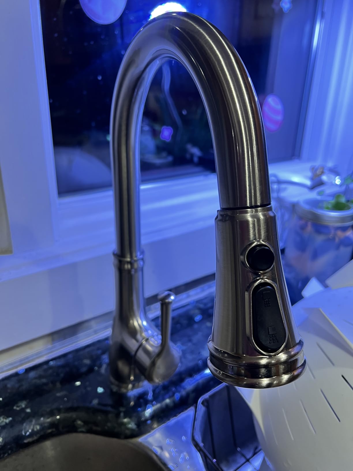 WEWE Vintage Kitchen Faucet with Pull Down Sprayer, Stainless Steel 1 or 3 Hole High Arc Single Handle Antique Sink Faucet for Classic Modern Kitchen, Brushed Nickel Bar & Prep Sinks customer photo 1