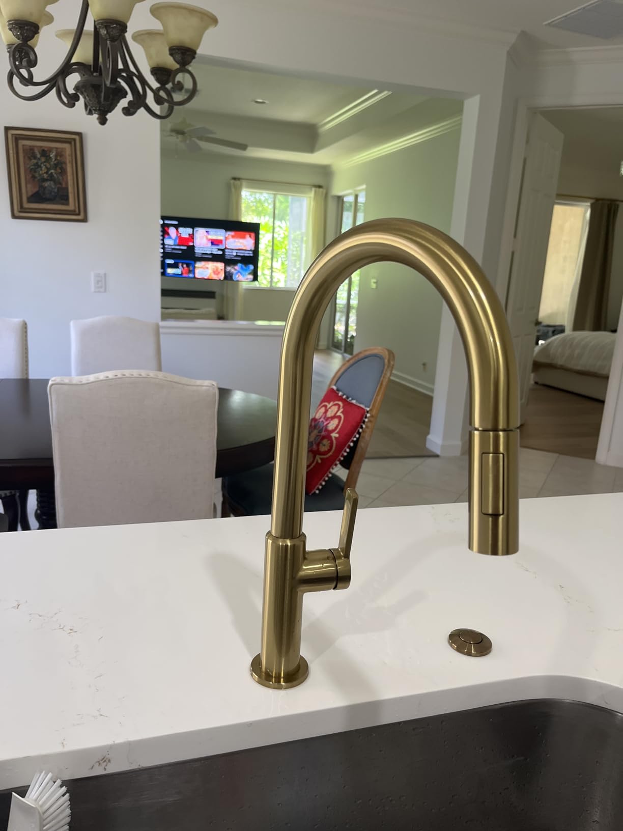 KRAUS Oletto Single Handle Pull Down Kitchen Faucet in Spot Free Stainless Steel, KPF-2820SFS customer photo 1