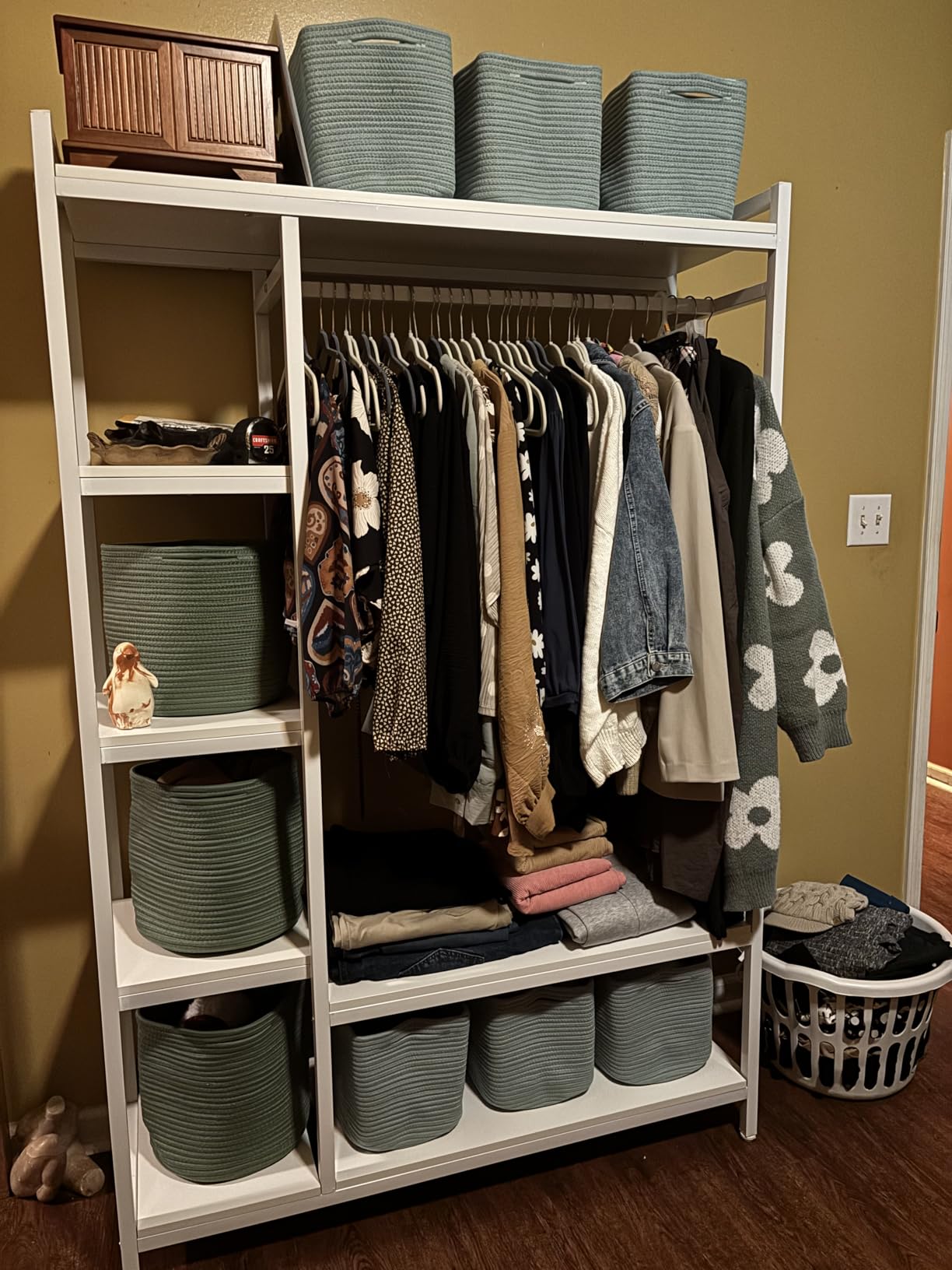 LITTLE TREE Free Standing Wood Closet Clothes Rack, Heavy Duty Garment Rack with Shelves, Hanging Racks for Clothes Clothing Rack for Bedroom, Wardrobe Closet Organizer, 350 lb Capacity, Rustic customer photo 2