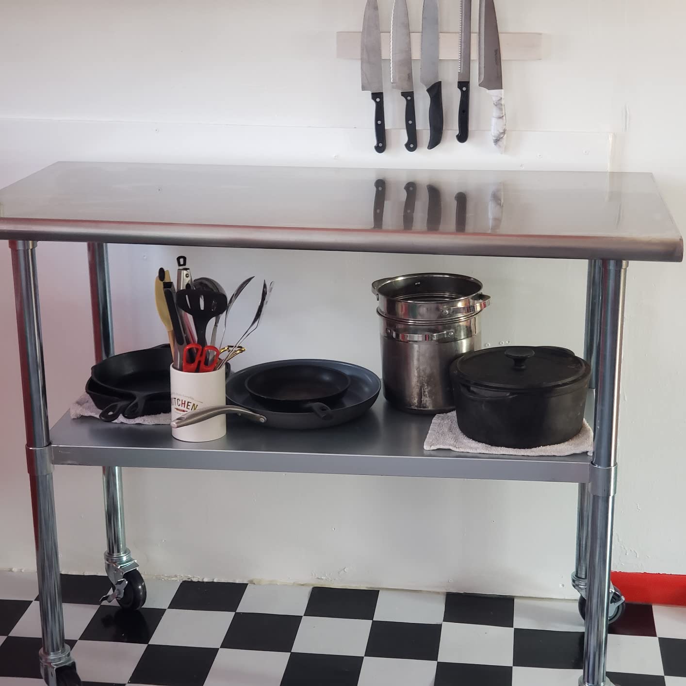 Hally Stainless Steel Table for Prep & Work 30 x 60 Inches with Caster Wheels, NSF Commercial Heavy Duty Table with Undershelf and Galvanized Legs for Restaurant, Home and Hotel customer photo 2