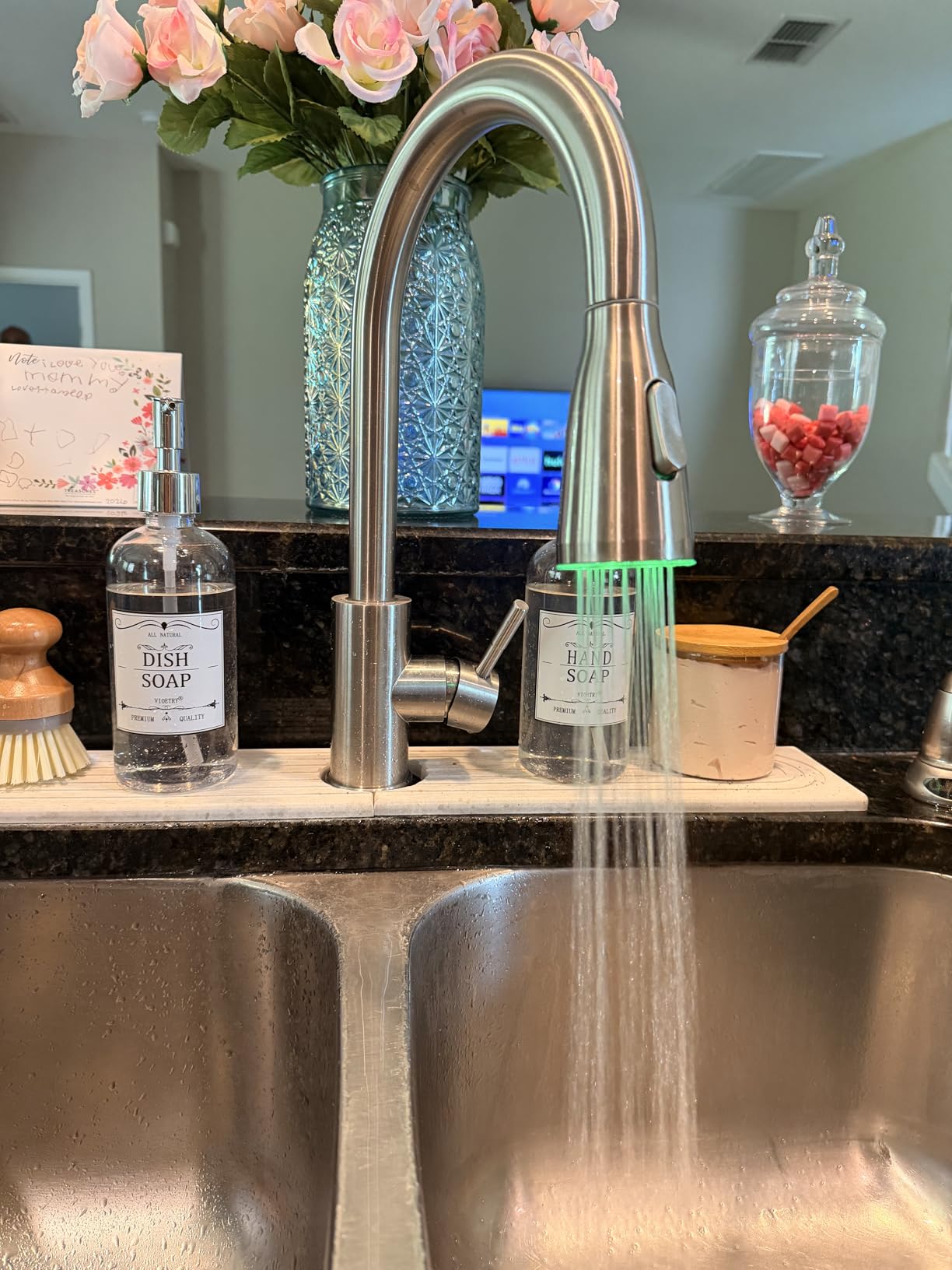 FORIOUS Gold Kitchen Faucet with Pull Down Sprayer, High Arc Single Handle Classic Stainless Steel Sink Faucet 1 or 3 Hole, Suitable for Farmhouse Camper Laundry Rv Bar customer photo 2