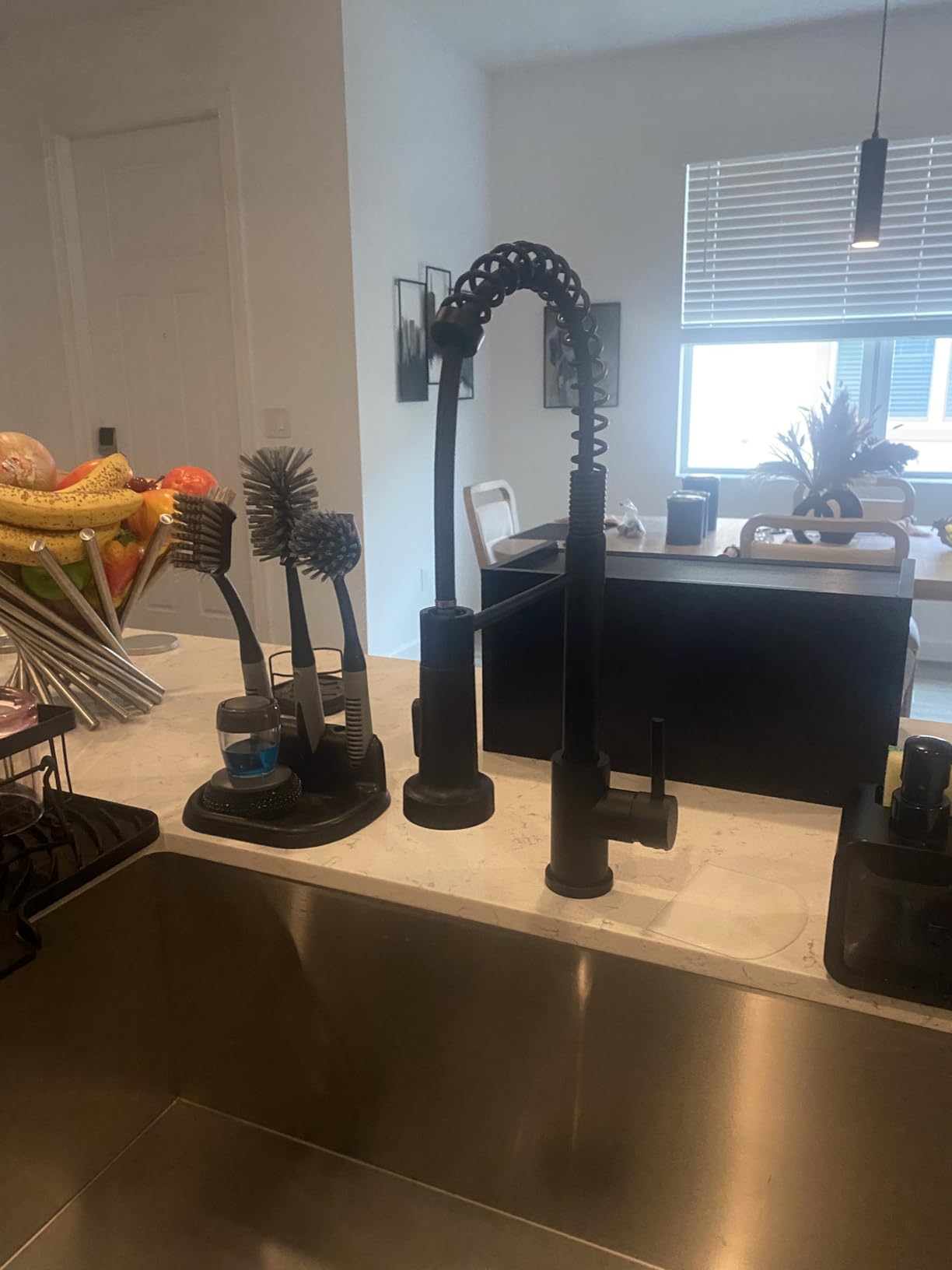 FORIOUS Black Kitchen Faucet with Pull Down Sprayer, Stainless Steel Commercial Single Handle Classic Spring Pull Out Kitchen Sink Faucet customer photo 1