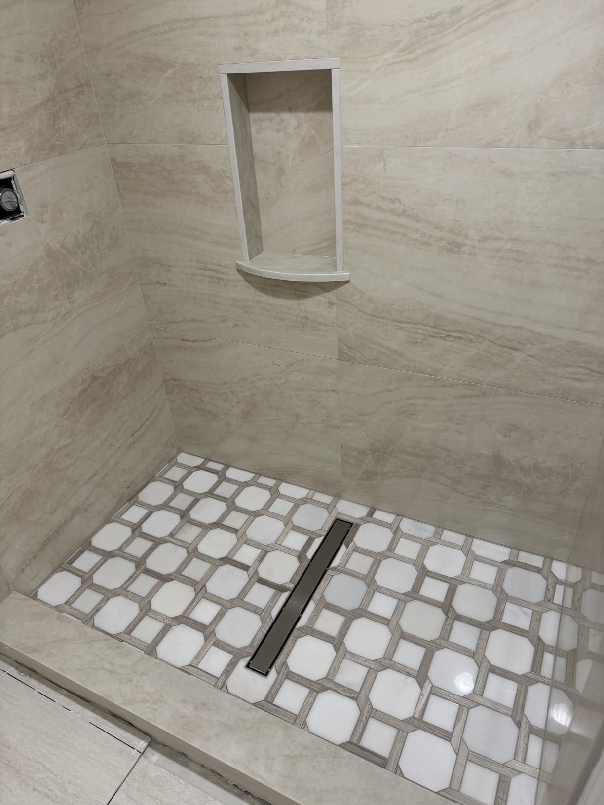 Linear Shower Drain, 24 inch Drain with Tile Insert 2-in-1 Panel, Brushed 304 Stainless Steel Shower Floor Drain, Linear Drain with Hair Strainer and Adjustable Feet customer photo 1