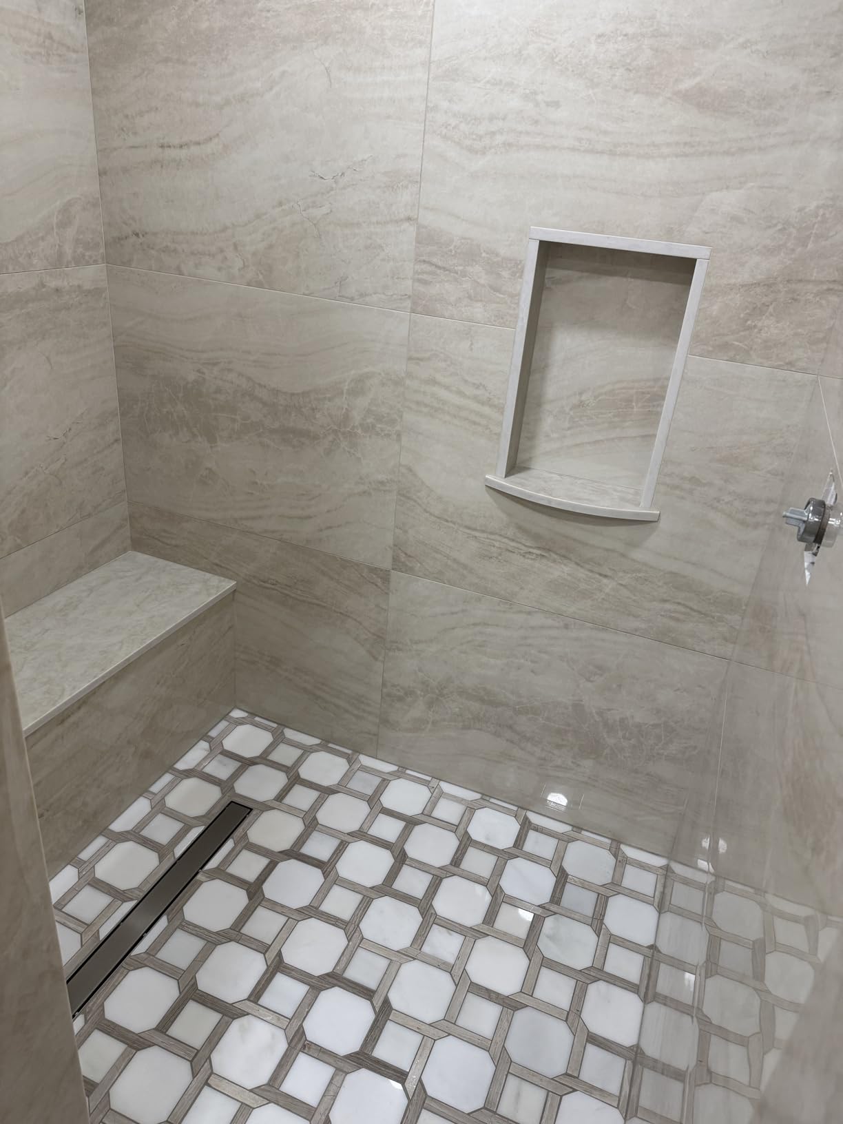 Linear Shower Drain, 24 inch Drain with Tile Insert 2-in-1 Panel, Brushed 304 Stainless Steel Shower Floor Drain, Linear Drain with Hair Strainer and Adjustable Feet customer photo 2
