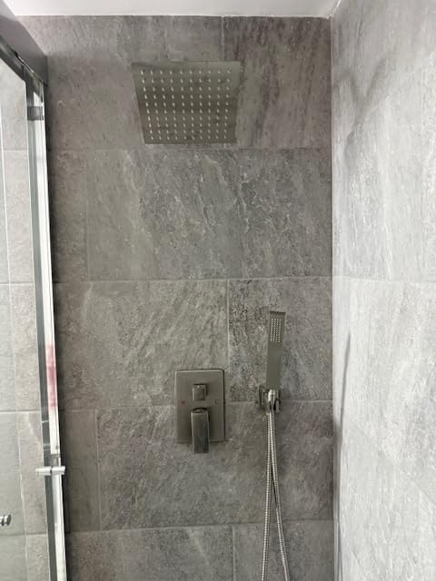 Midanya Shower Faucet Set, Wall Mount Shower System with Square Rain Shower Head and Hand Sprayer, Rough-in Valve Body and Trim Kit Included, 8 Inch, Brushed Nickel customer photo 2