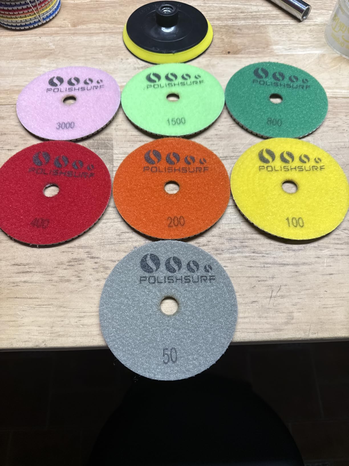 POLISHSURF Diamond Polishing Pads 5 Inch Wet Dry Set 8 Pieces for Marble Quartz Stone Countertop Granite Concrete Polishing customer photo 2