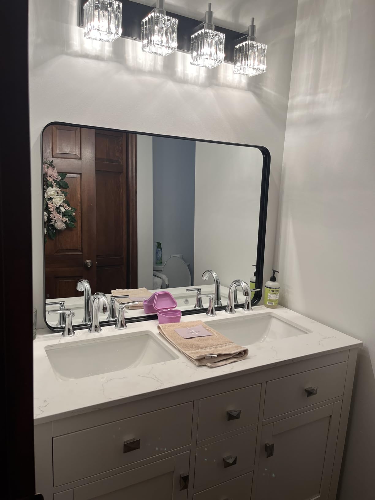 Eviva Artemis 44 in. White Double Sink Bath Vanity with Engineered Top and Undermount Porcelain Sinks customer photo 2