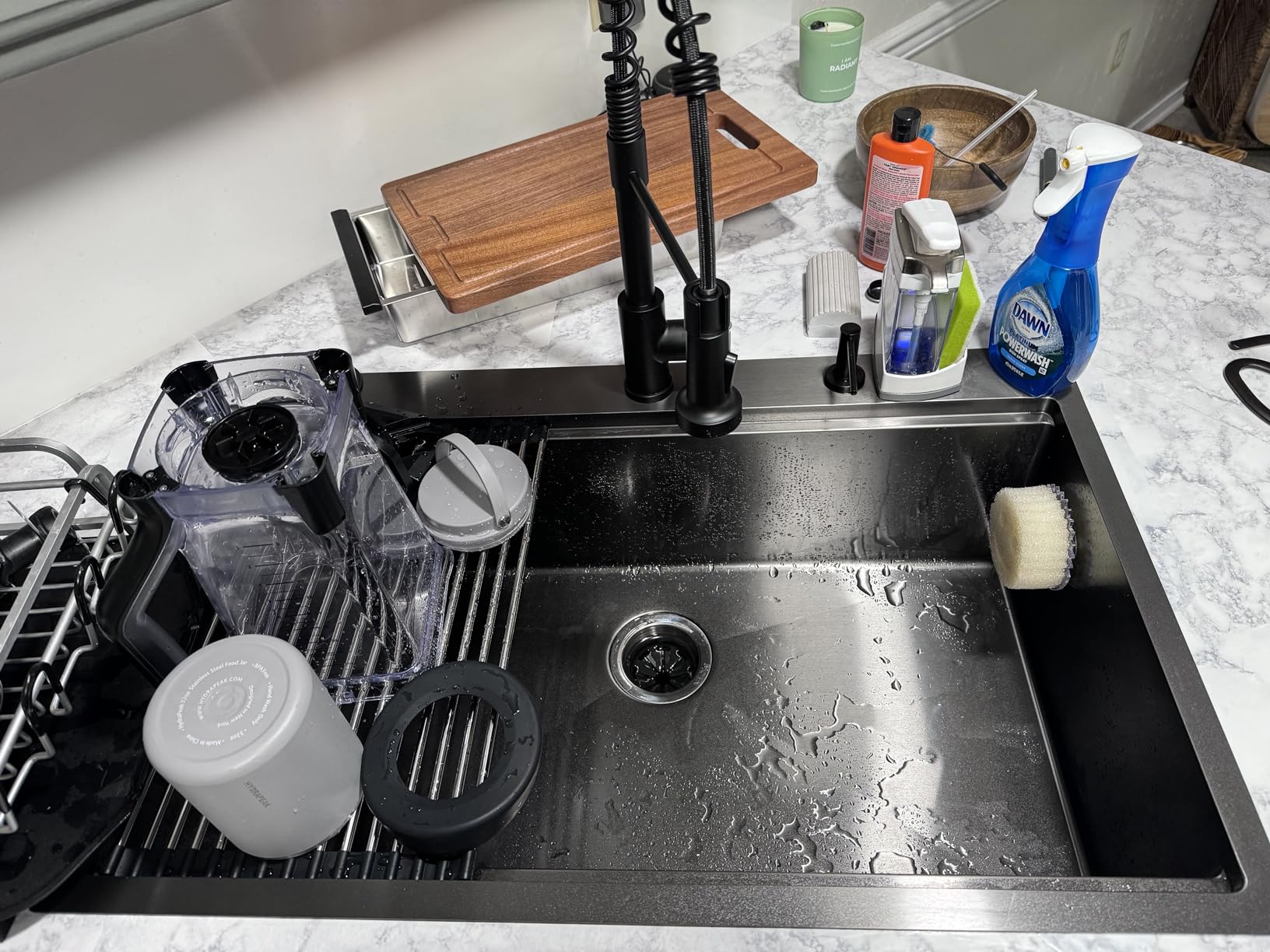 33 Inch Black Drop In Kitchen Sink Workstation - VOKIM 33x22-Inch Drop In Sink Stainless Steel Top Mount 16 Gauge Single Bowl 10'' Deep Handmade Kitchen sink with Cutting Board & Strainer customer photo 1