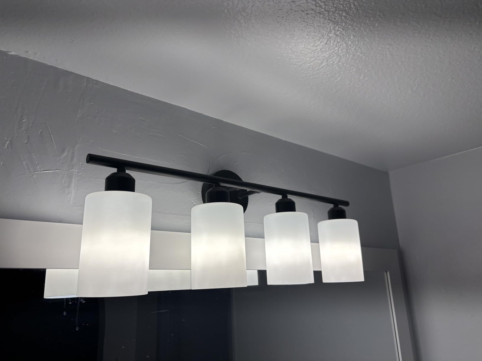 4 Light Bathroom Vanity Light Fixtures Black, Rustic Farmhouse Vanity Lighting Over Mirror Modern Industrial Lamp with Cylinder Glass Shade UL Certified customer photo 1