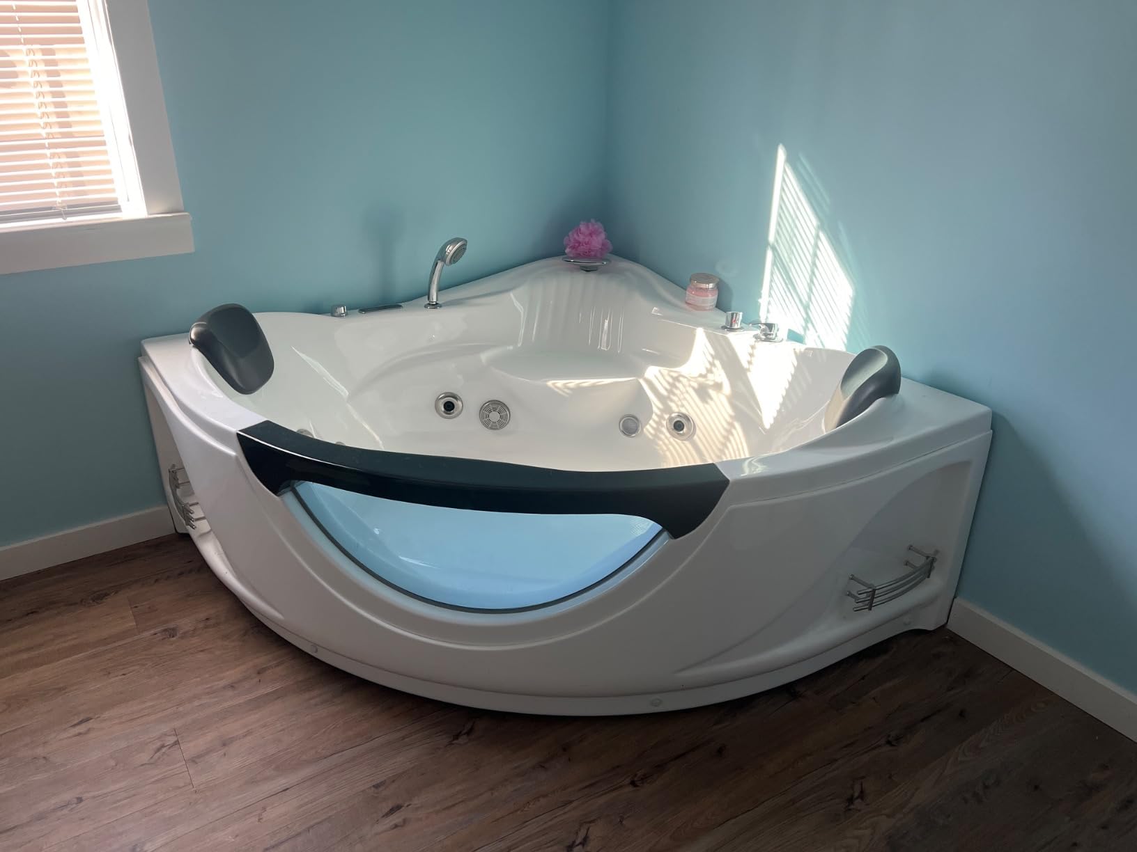 Empava Corner Whirlpool Bathtub with Heater,2 Person 59