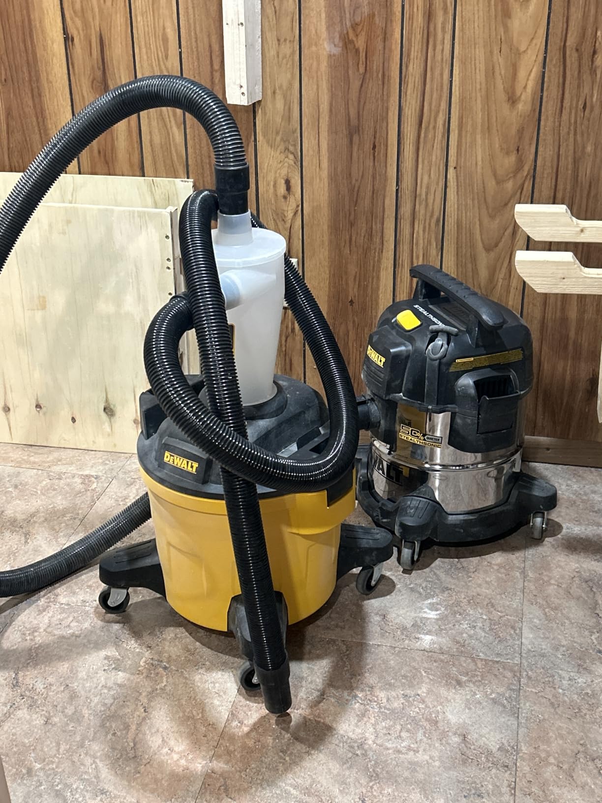 DEWALT Dust Separator with 6 Gallon Poly Tank, 99.5% Efficiency Cyclone Dust Collector, High-Performance Cycle Powder Collector Filter, DXVCS002, Yellow customer photo 2