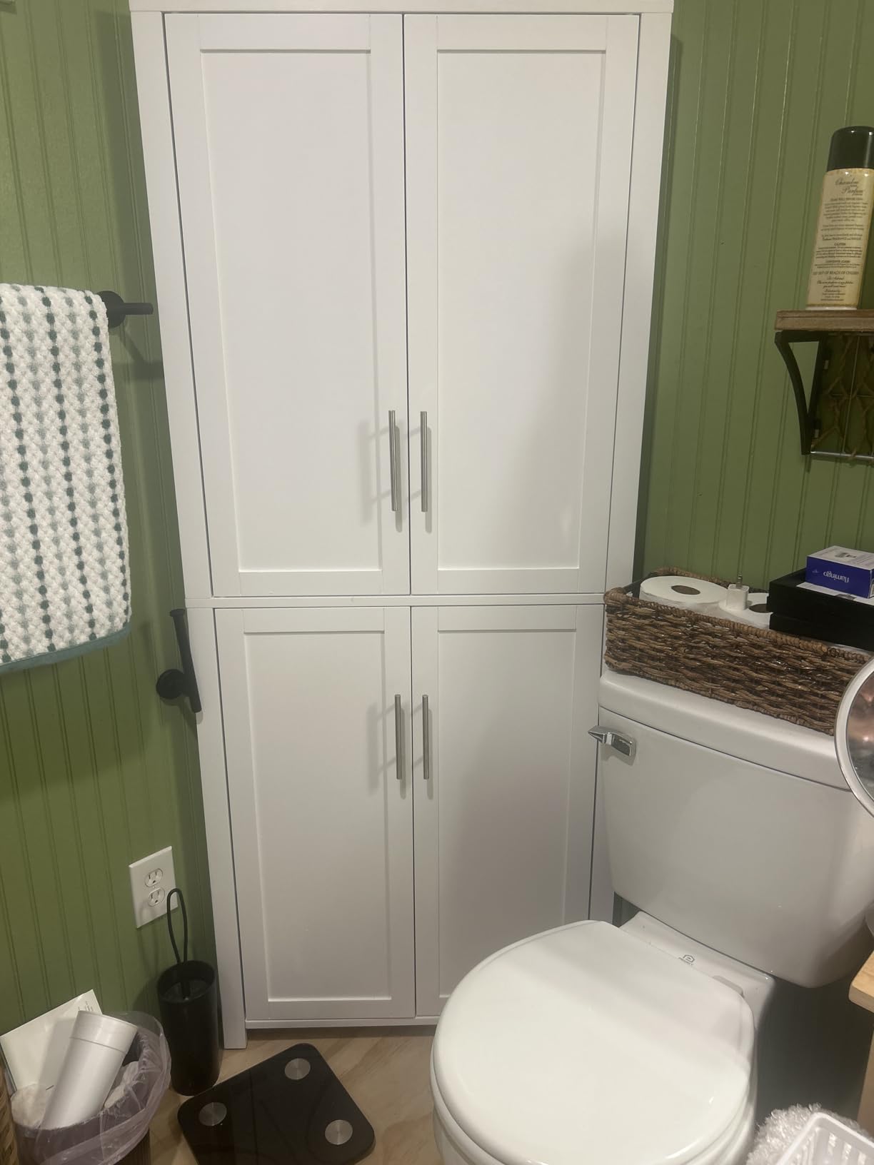 Crosley Furniture Savannah Tall Pantry Storage Cabinet with Shelves, Kitchen, Dining, or Laundry Room, White customer photo 1