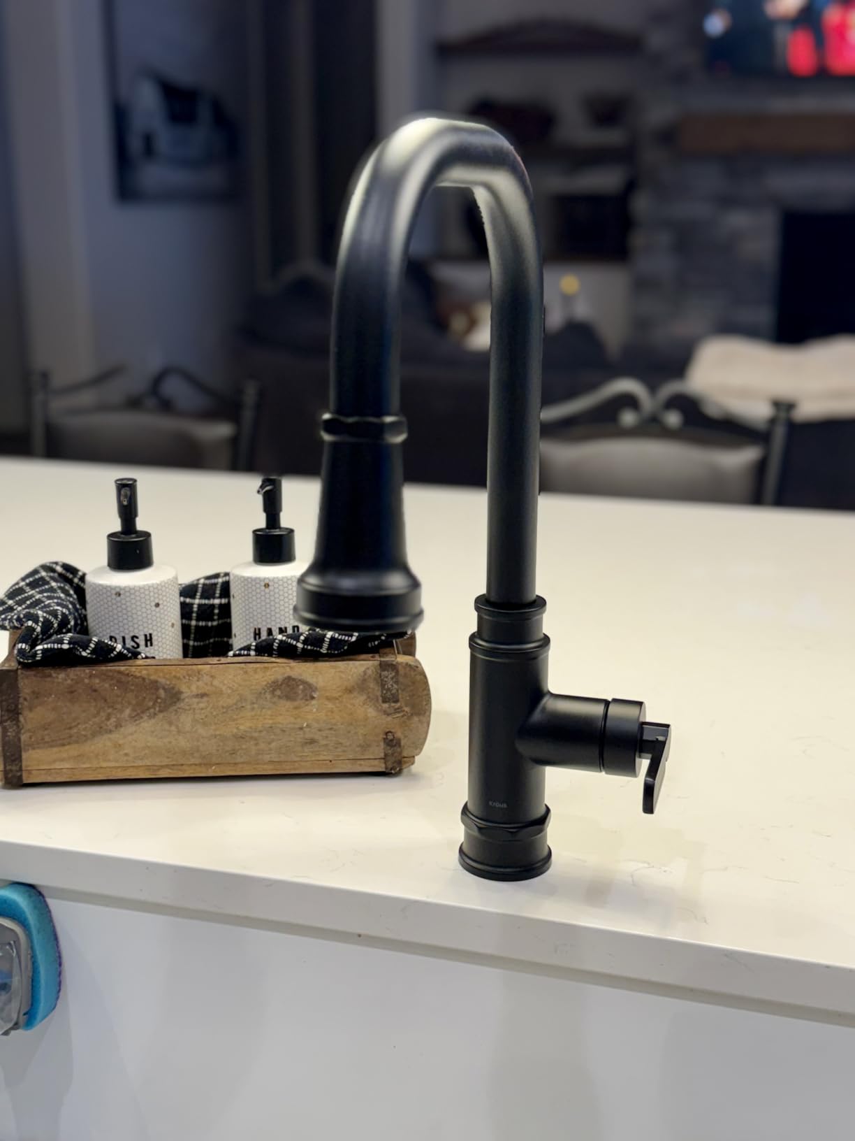KRAUS Allyn Transitional Industrial Pull-Down Single Handle Kitchen Faucet in Matte Black, KPF-4101MB customer photo 2