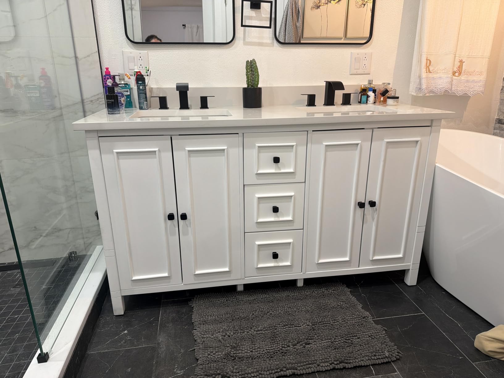 Alaterre Furniture Williamsburg 48 Inch Bathroom Vanity, Freestanding Cabinet Without Sink, Large Wood Vanity with Soft-Close Doors (White) customer photo 1