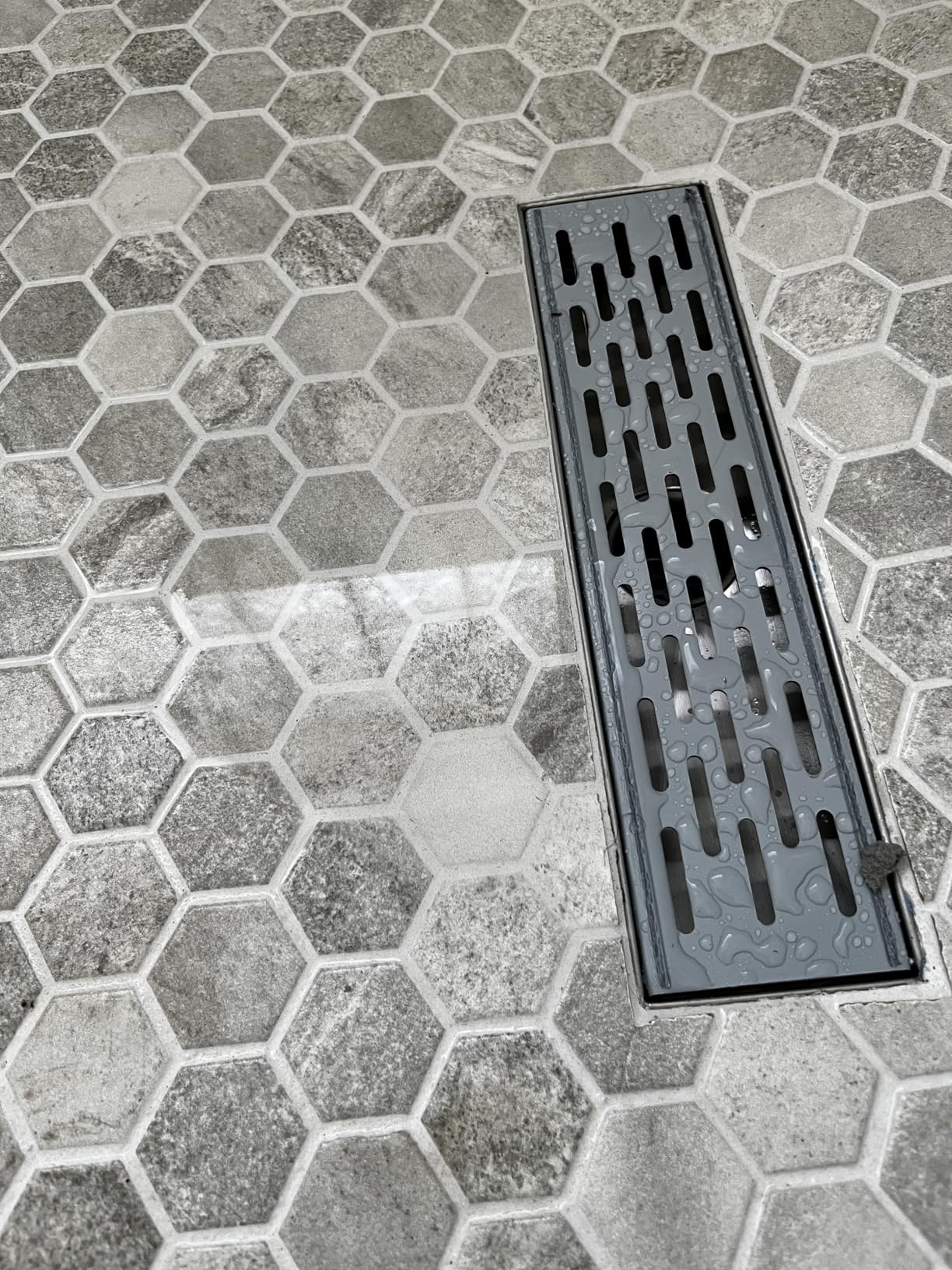 EMBATHER 24 Inches Linear Shower Drain with Removable Pattern Grate, CUPC Certified, 304 Stainless Steel Floor Drain and Shower Drain Base Included Hair Strainer and Leveling Feet, Brushed Nickel customer photo 2