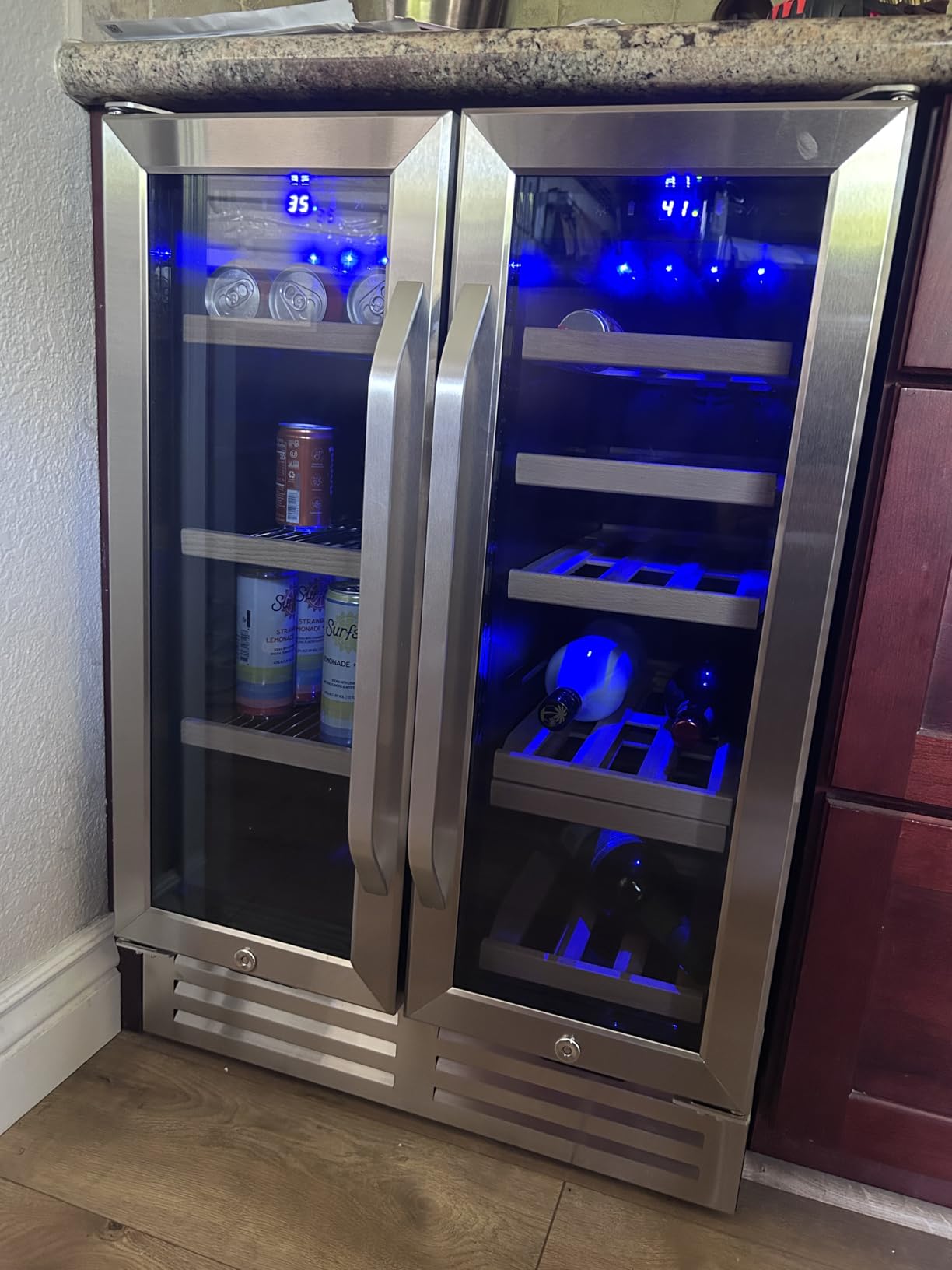 24 Inch Wine Cooler Fridge Dual Zone, Professional Large Capacity High Wine Refrigerator with Powerful Compressor, Quiet Operation and Elegant Design-KMHJ408D customer photo 2