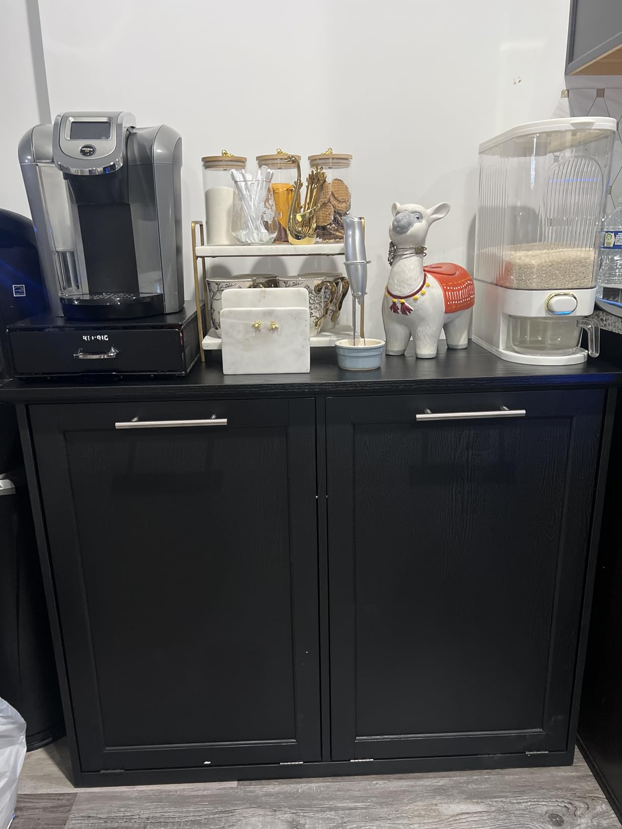 OLD CAPTAIN Tilt-Out Laundry Sorter Cabinet/Wooden Tilt Out Trash Cabinet, with Negative ion and deodorizing Function to Ensure The Cleanliness of The Kitchen Trash can(White) customer photo 2
