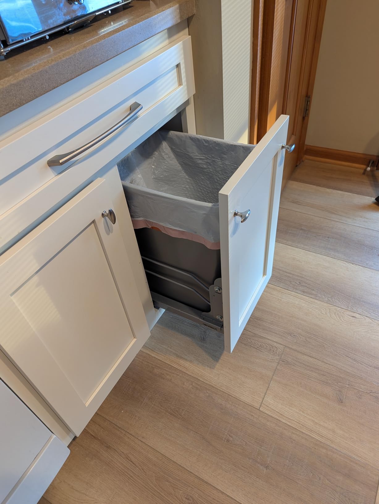 Rev-A-Shelf Pullout Trash Can for Under Kitchen Cabinets 35 Quart 8.75 Gallon with Soft-Close Slides, 11.5