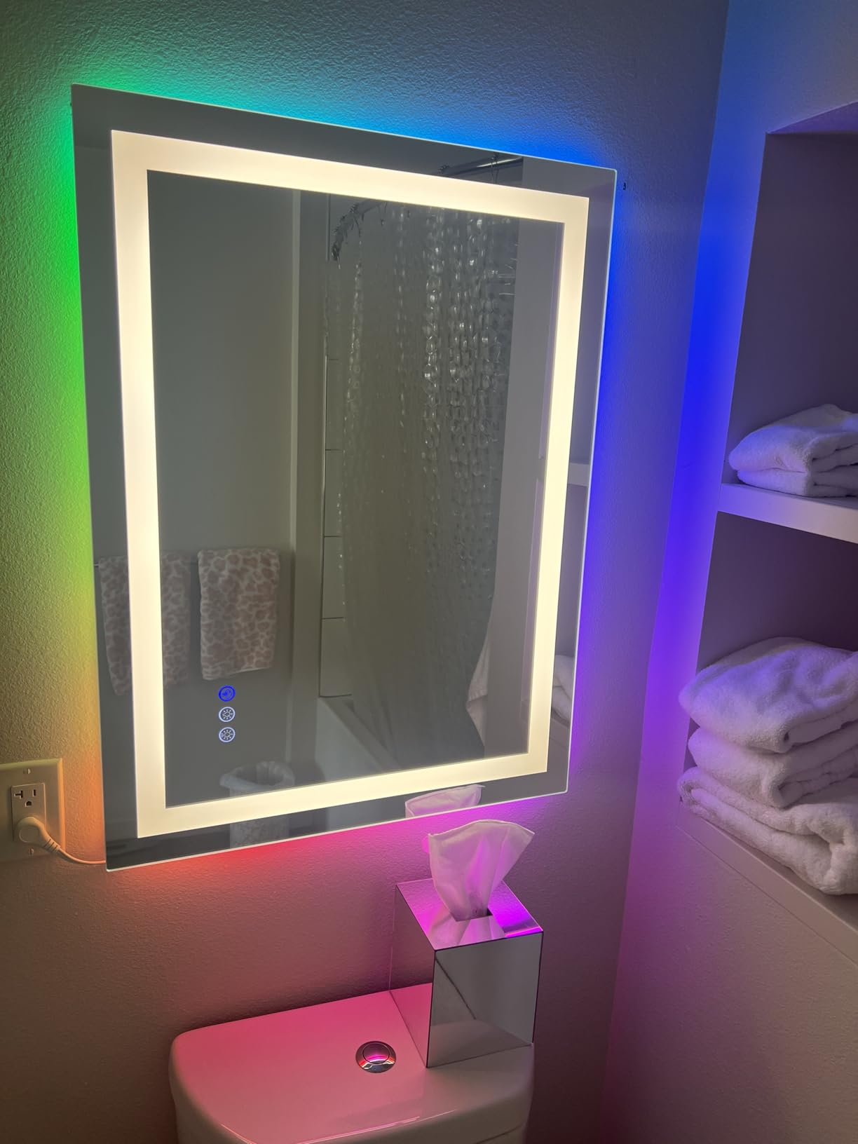 LOAAO 24X32 LED Bathroom Mirror with Lights, Anti-Fog, Dimmable, Backlit + Front Lit, Lighted Bathroom Vanity Mirror for Wall, Memory Function, Tempered Glass, Shatter-Proof, ETL Listed customer photo 2