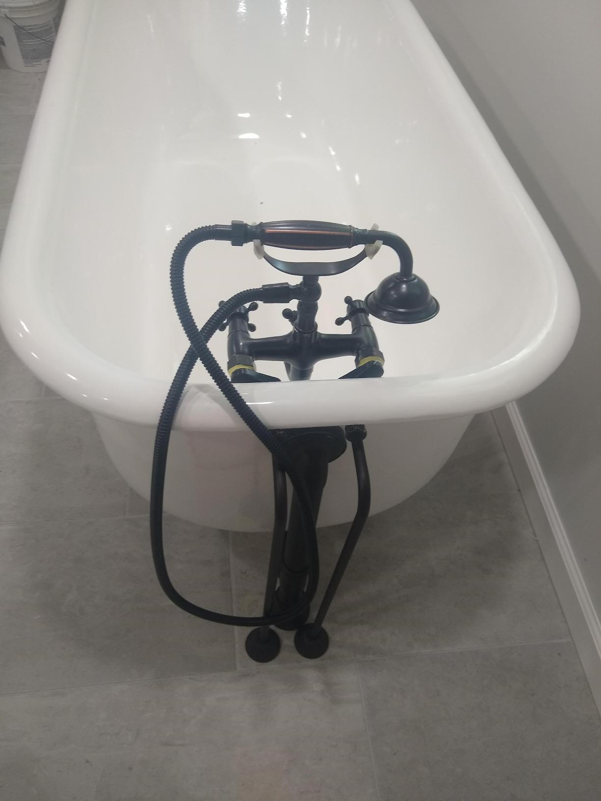 Aolemi Clawfoot Tub Faucet Wall Mount Matte Black Bathroom Tub Filler with Hand Held Shower Sprayer Vintage Bathtub Faucet Set Double Cross Handle customer photo 1