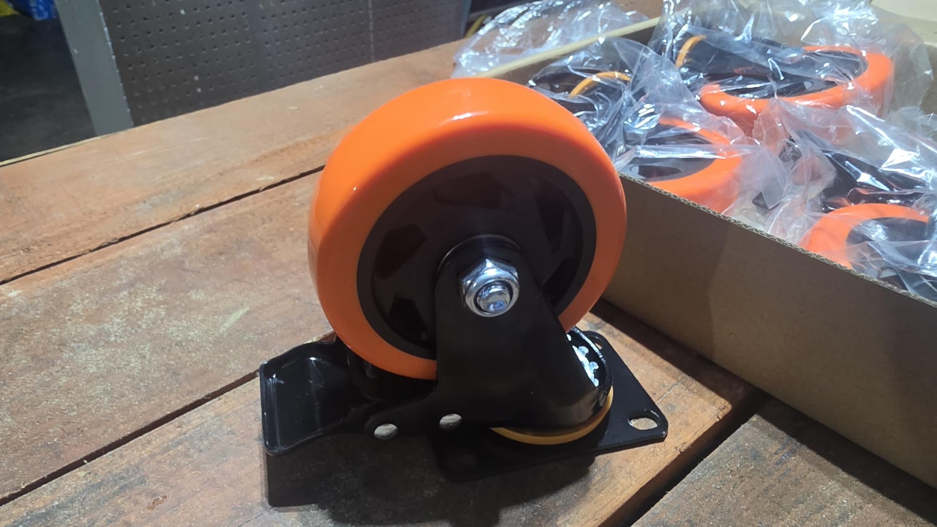 4 Inch Caster Wheels, Casters Set of 4, Heavy Duty Casters with Brake 2200 Lbs, Locking Industrial Swivel Top Plate Casters Wheels for Furniture and Workbench Cart(Two Hardware Kits Include) customer photo 2