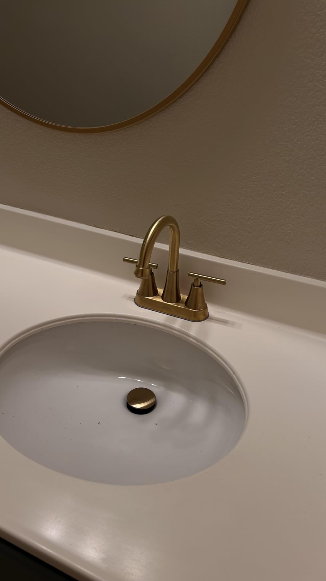 4 inch Brushed Gold Bathroom Sink Faucet with Pop-up Drain and 2 Supply Hoses, Stainless Steel Lead-Free 2-Handle Centerset Faucet for Bathroom Sink Vanity RV customer photo 1