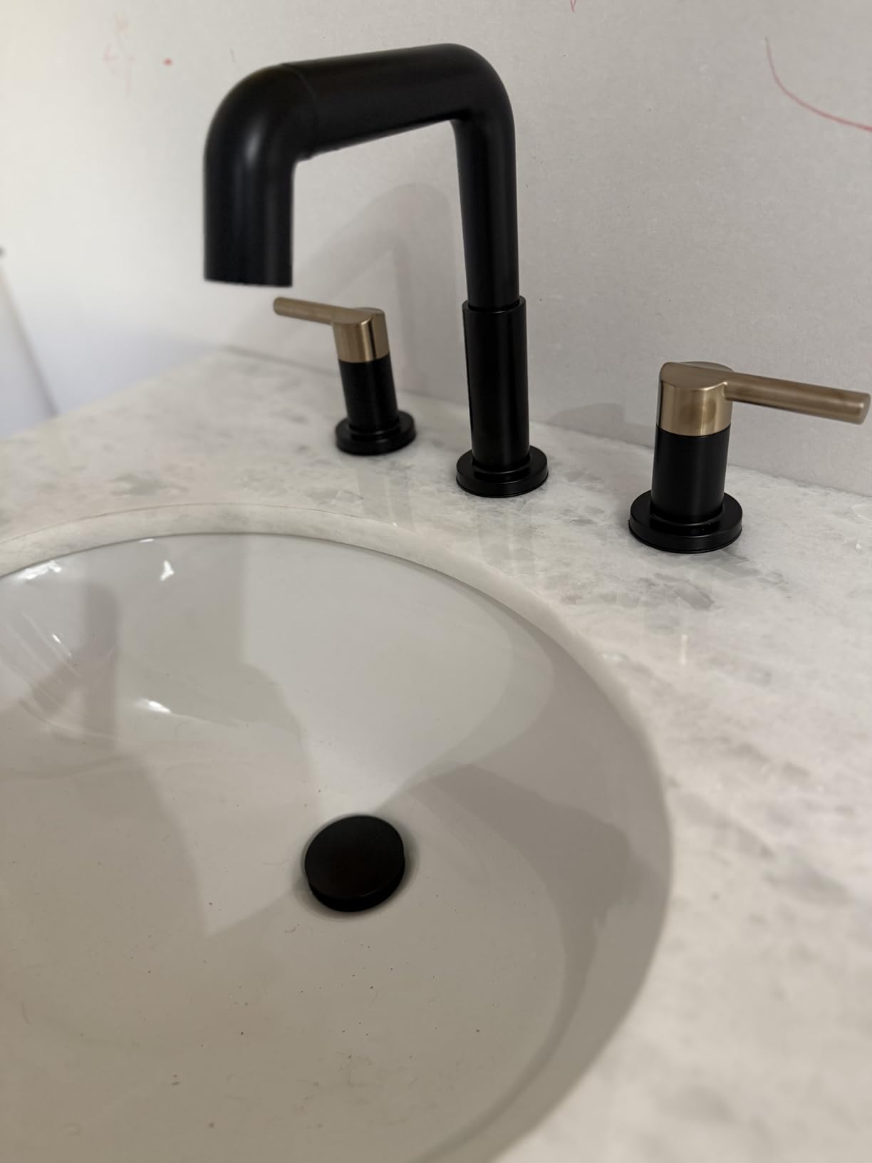 Delta Nicoli Brushed Gold Faucet 3 Hole, 8 Inch Widespread Bathroom Sink Faucet for Vanity, Push-Pop Drain Assembly, Champagne Bronze 35849LF-CZ customer photo 2